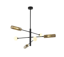 Bethel International Canada AV75C45G - 6-Light Black and Gold Metal Chandelier With White Glass Shades